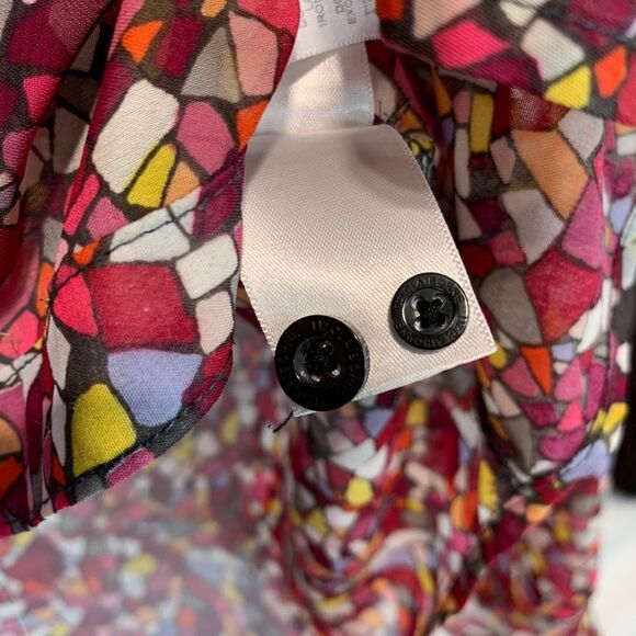 Liz Claiborne Petite Windowpane Print Button Down Blouse - Picture 5 of 9